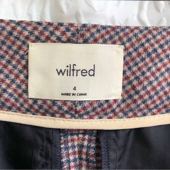 Aritzia Wilfred New Tie Front Pant Wool Cashmere Blend Eliot Plaid Print Pants - Picture 13 of 16
